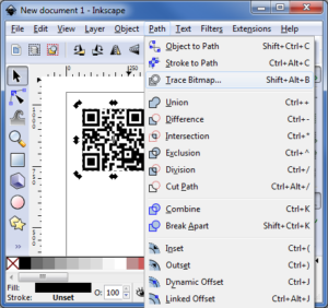 Inkscape : menu vectoriser le bitmap